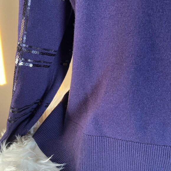 Chico's -Beautiful, Elegant, Chic Purple Sequined Embellished Sweater - Picture 8 of 14